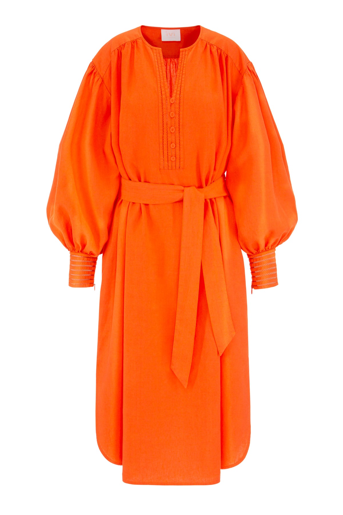 Solid linen coral dress