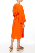 Solid linen coral dress
