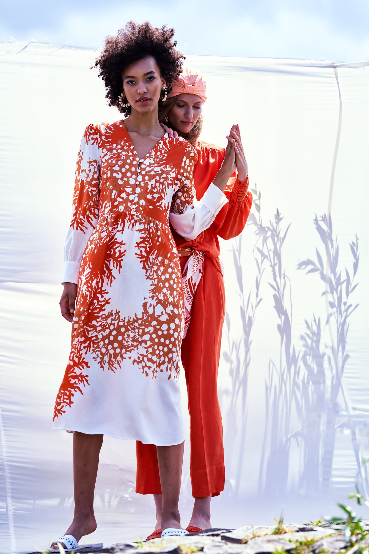 Coral  linen dress