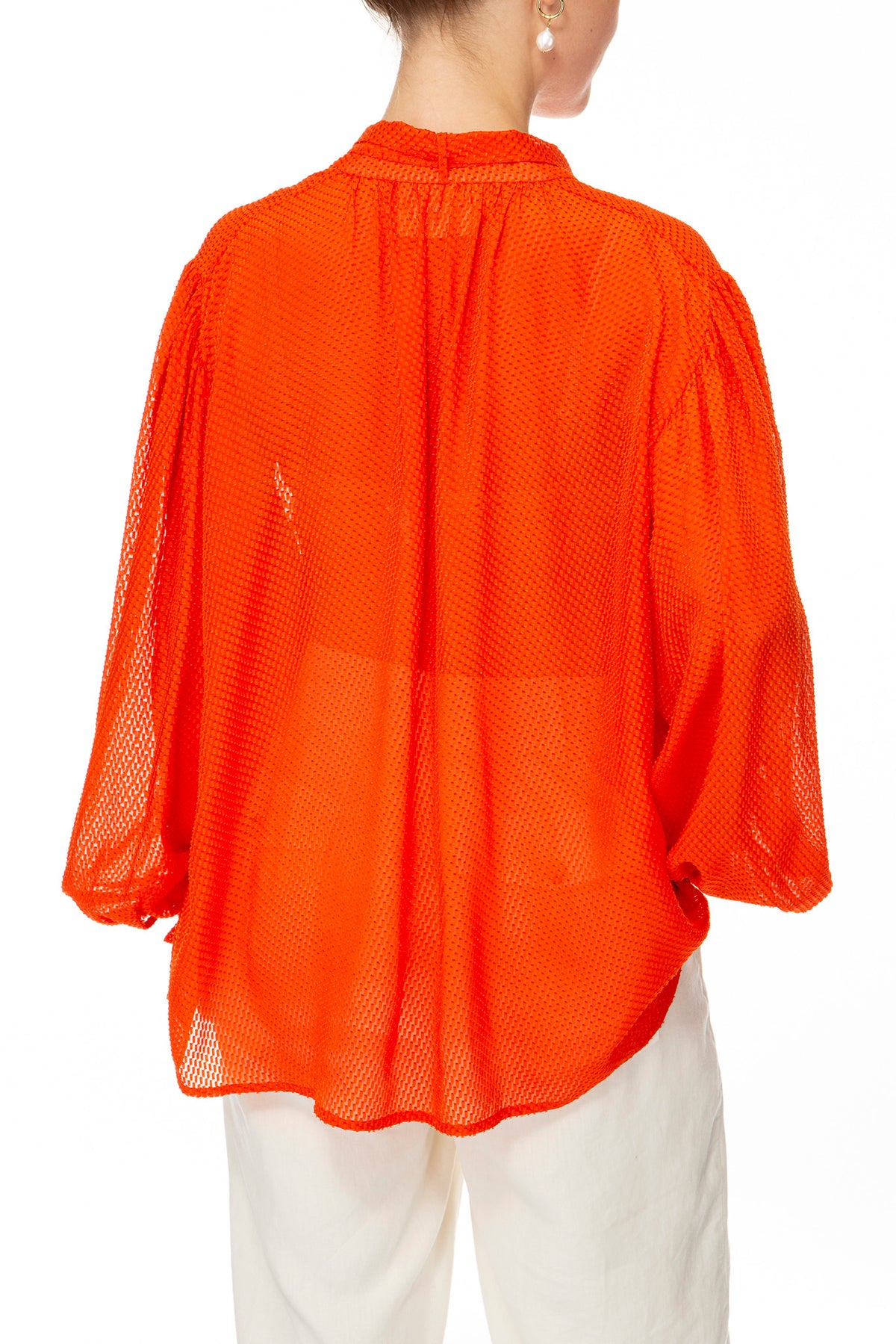 Fancy silk coral blouse